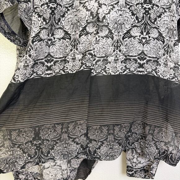 Bryn Walker Jacket Womens XL White Black Cotton Silk Floral Ombre Top Boho - Picture 11 of 12